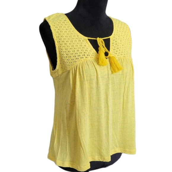 Anthropologie Akemi + Kin Piaf Yellow Boho Crochet Tank Size Small - Picture 5 of 9